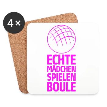 Echte Mädchen spielen Boule Bouler Boccia Spiel - Untersetzer (4er-Set) - Weiß - Vorne
