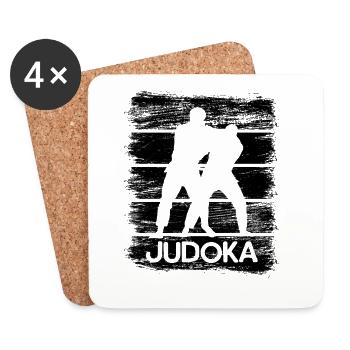 Drôle de dessin de judoka - Dessous de verre (lot de 4) - blanc - Devant