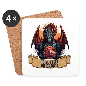 Ne nourrissez pas le t-shirt de RPG fantasy Dragon - Dessous de verre (lot de 4) - blanc - Devant