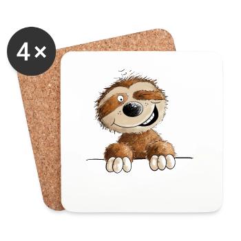 Little sloth for lazy people - Coasters (set of 4) - white - Front