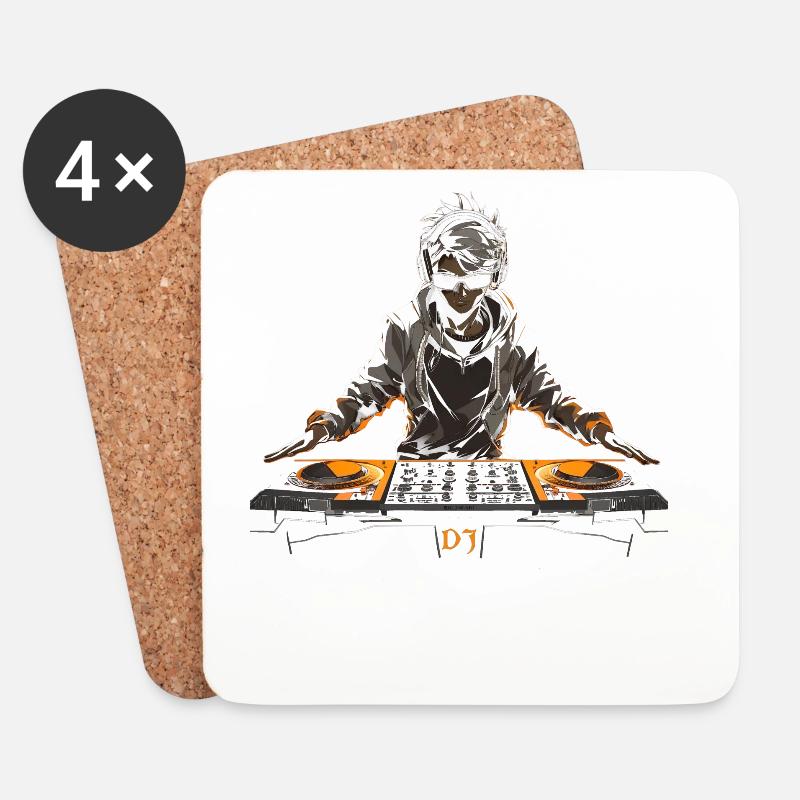 DJ Anime Manga - Untersetzer (4er-Set) - Weiß