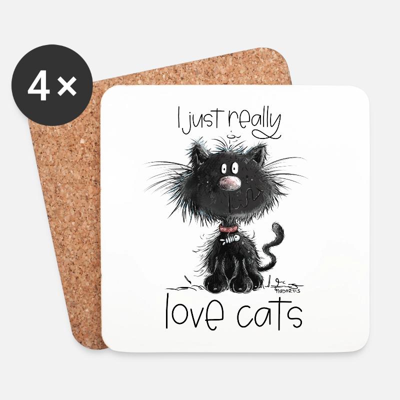 Drollige Schwarze Katze Mit Katzen Spruch - Untersetzer (4er-Set) - Weiß