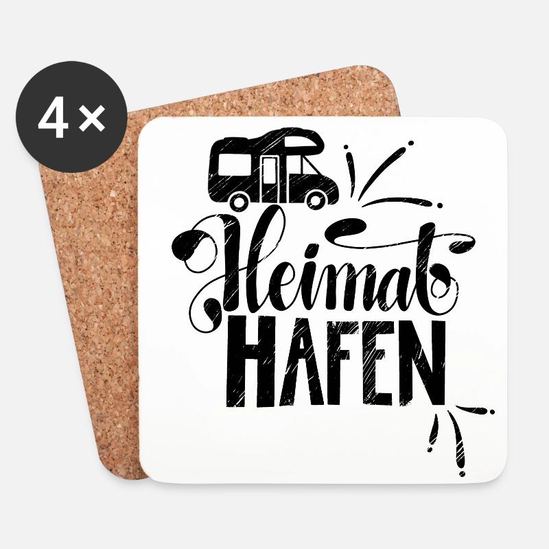 Camping Heimathafen schwarz - Untersetzer (4er-Set) - Weiß