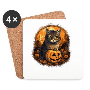 Cute Halloween hangover with pumpkin - Coasters (set of 4) - white - Front