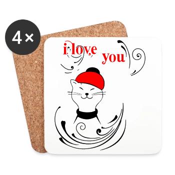 i love you - Untersetzer (4er-Set) - Weiß - Vorne