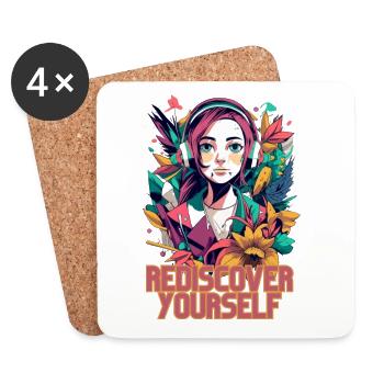 Rediscover Yourself- Trendy Aesthetic Graphic - Untersetzer (4er-Set) - Weiß - Vorne