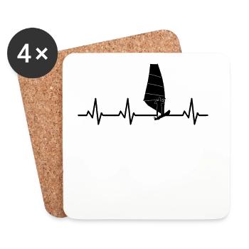 Windsurfer heart palpitations - Coasters (set of 4) - white - Front
