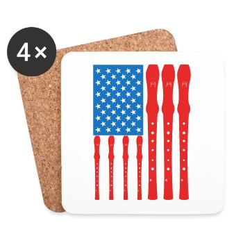 Patriotic U.S. flute player - Coasters (set of 4) - white - Front