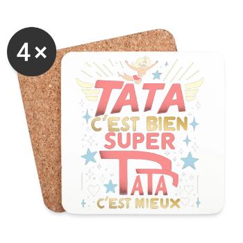 Tata c'est bien, Super Tata c'est mieux - Dessous de verre (lot de 4) - blanc - Devant