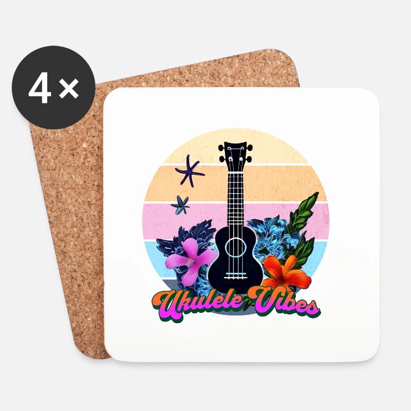 Ukulele Vibes Retro Tropic Circle - Untersetzer (4er-Set) - Weiß