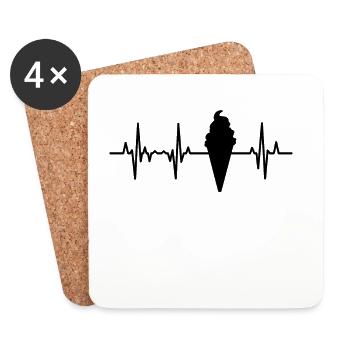 Palpitations cardiaques de crème glacée - Dessous de verre (lot de 4) - blanc - Devant