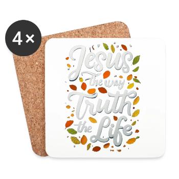 Living Jesus Way Truth - Coasters (set of 4) - white - Front