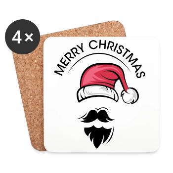 Merry Christmas Symbol xmas Santa Claus Graphic - Coasters (set of 4) - white - Front