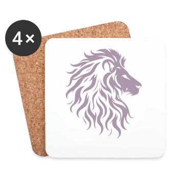 Silhouette majestueuse de tête de lion - Dessous de verre (lot de 4) - blanc - Devant