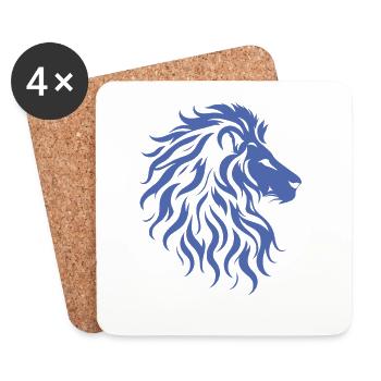 Silhouette majestueuse de tête de lion - Dessous de verre (lot de 4) - blanc - Devant