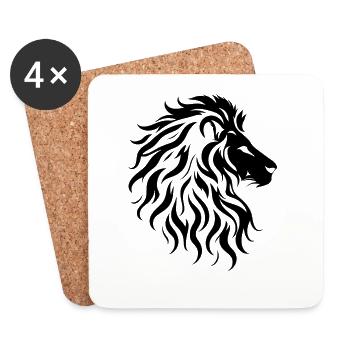 Silhouette majestueuse de tête de lion - Dessous de verre (lot de 4) - blanc - Devant