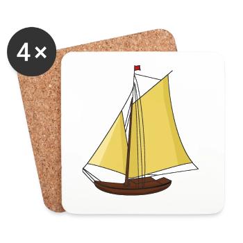 Sailboat, Boat, Ship, Seafaring, Sailing, Ahoy, - Coasters (set of 4) - white - Front