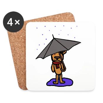 Teddy Bear, Severe Weather, Bear, Rain, Weather, October, Autumn - Coasters (set of 4) - white - Front