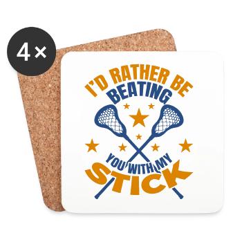 Funny Lacrosse Saying - Coasters (set of 4) - white - Front