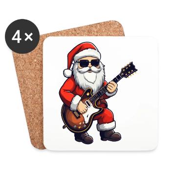 Weihnachtsmann Weihnachten Gitarre Heiligabend - Untersetzer (4er-Set) - Weiß - Vorne
