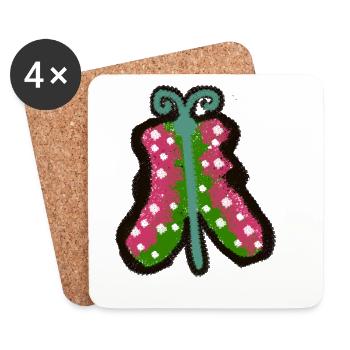 Summer Butterfly Insect Insect Butterfly Child - Coasters (set of 4) - white - Front