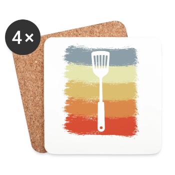 Vintage Wooden Spoon - Coasters (set of 4) - white - Front