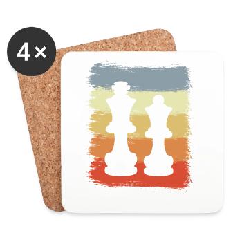 Vintage Schachfiguren - Untersetzer (4er-Set) - Weiß - Vorne