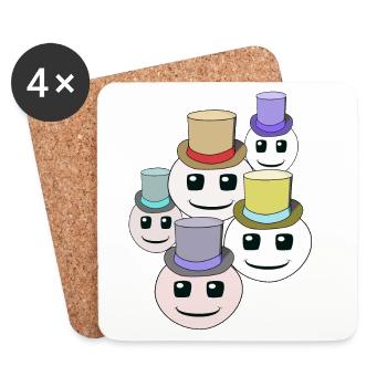 drôle, heureux, visages, fantômes, fantôme, enfant - Dessous de verre (lot de 4) - blanc - Devant