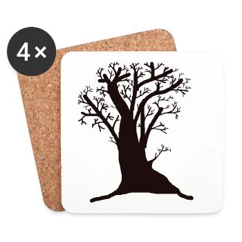 arbre, botanique, arbre à feuilles caduques, forêt, nature, nature sauvage, bois, Co2 - Dessous de verre (lot de 4) - blanc - Devant