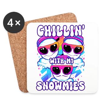 Chillin With My Snowmies Groovey Snowman - Coasters (set of 4) - white - Front