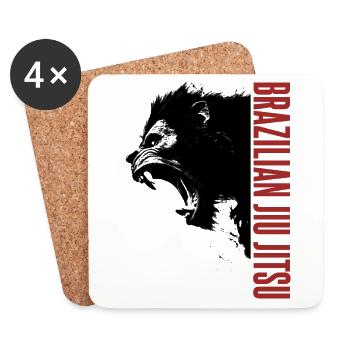 Gorilla Head Brazilian Jiu Jitsu BJJ Gift - Coasters (set of 4) - white - Front