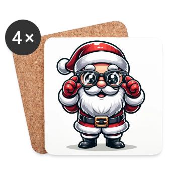 Santa Claus with Sunglasses Xmas Costume - Coasters (set of 4) - white - Front
