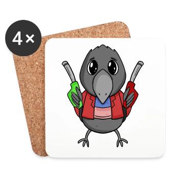 Gas Station Attendant Crow Gas Station - Coasters (set of 4) - white - Front