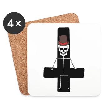 Fantasy Halloween Dark Kreuz Skelett Horror Tod - Untersetzer (4er-Set) - Weiß - Vorne