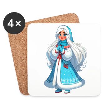 Ded Moroz Snegourotchka, Père Noël russe - Dessous de verre (lot de 4) - blanc - Devant