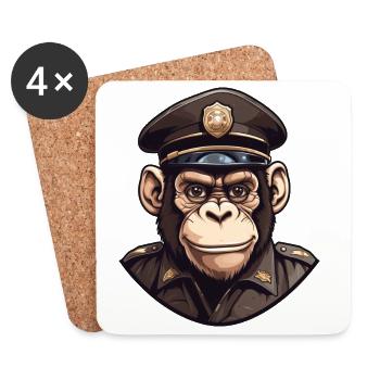 Chimpanzé de la police - Dessous de verre (lot de 4) - blanc - Devant