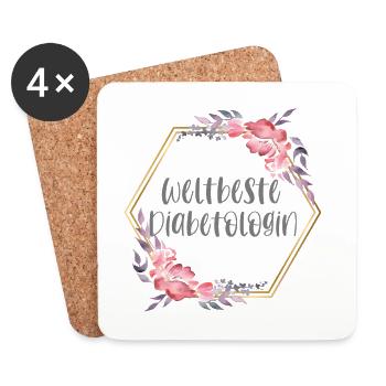 Diabetologin Ärztin Doktorin Beruf Geschenk - Untersetzer (4er-Set) - Weiß - Vorne