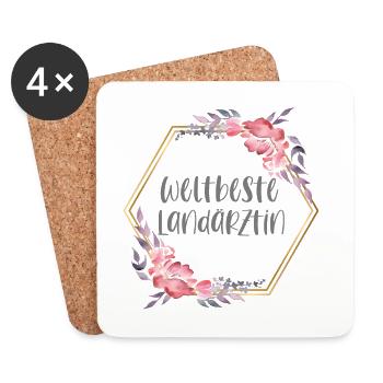 Landärztin Ärztin Doktorin Beruf Geschenk - Untersetzer (4er-Set) - Weiß - Vorne