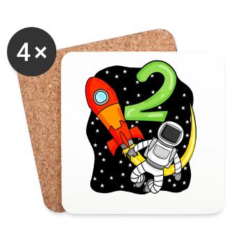 2 Anniversaire Garçon Astronaute - Dessous de verre (lot de 4) - blanc - Devant