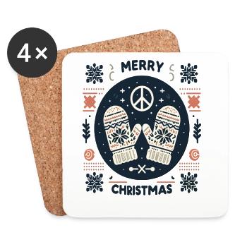 Joyeux Noël laid Noël Peace Sweater - Dessous de verre (lot de 4) - blanc - Devant