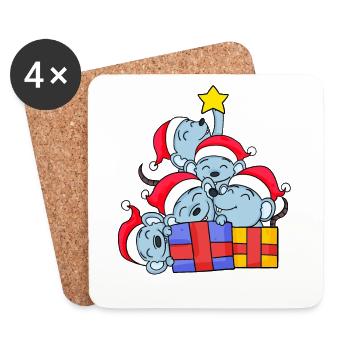 Arbre de Noël de l’arbre de Noël de la souris - Dessous de verre (lot de 4) - blanc - Devant