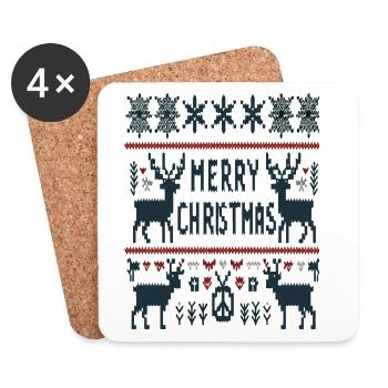 Ugly Christmas Rentier Merry Christmas - Untersetzer (4er-Set) - Weiß - Vorne