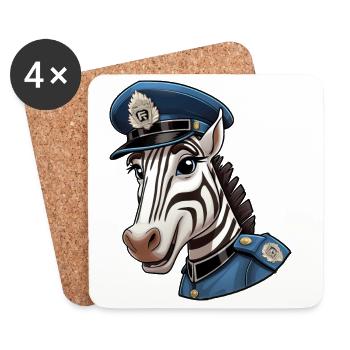 Zèbre de la police - Dessous de verre (lot de 4) - blanc - Devant