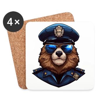 Police des marmottes - Dessous de verre (lot de 4) - blanc - Devant