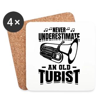 Joueur de tuba Grand-père - Dessous de verre (lot de 4) - blanc - Devant