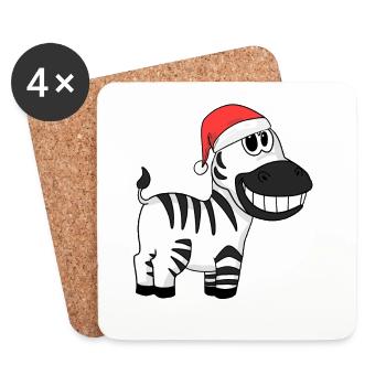 Zebra Weihnachten - Untersetzer (4er-Set) - Weiß - Vorne