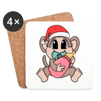 Monkey Baby Christmas - Coasters (set of 4) - white - Front