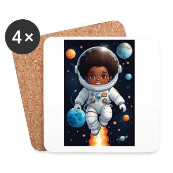 Space adventurer kid's face - Coasters (set of 4) - white - Front
