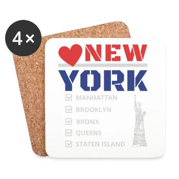 New York City Five Boroughs J'aime New York Bronx - Dessous de verre (lot de 4) - blanc - Devant