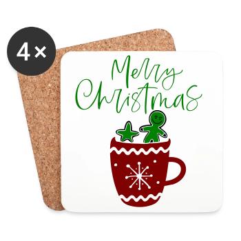 Merry Christmas, Cookies - Coasters (set of 4) - white - Front